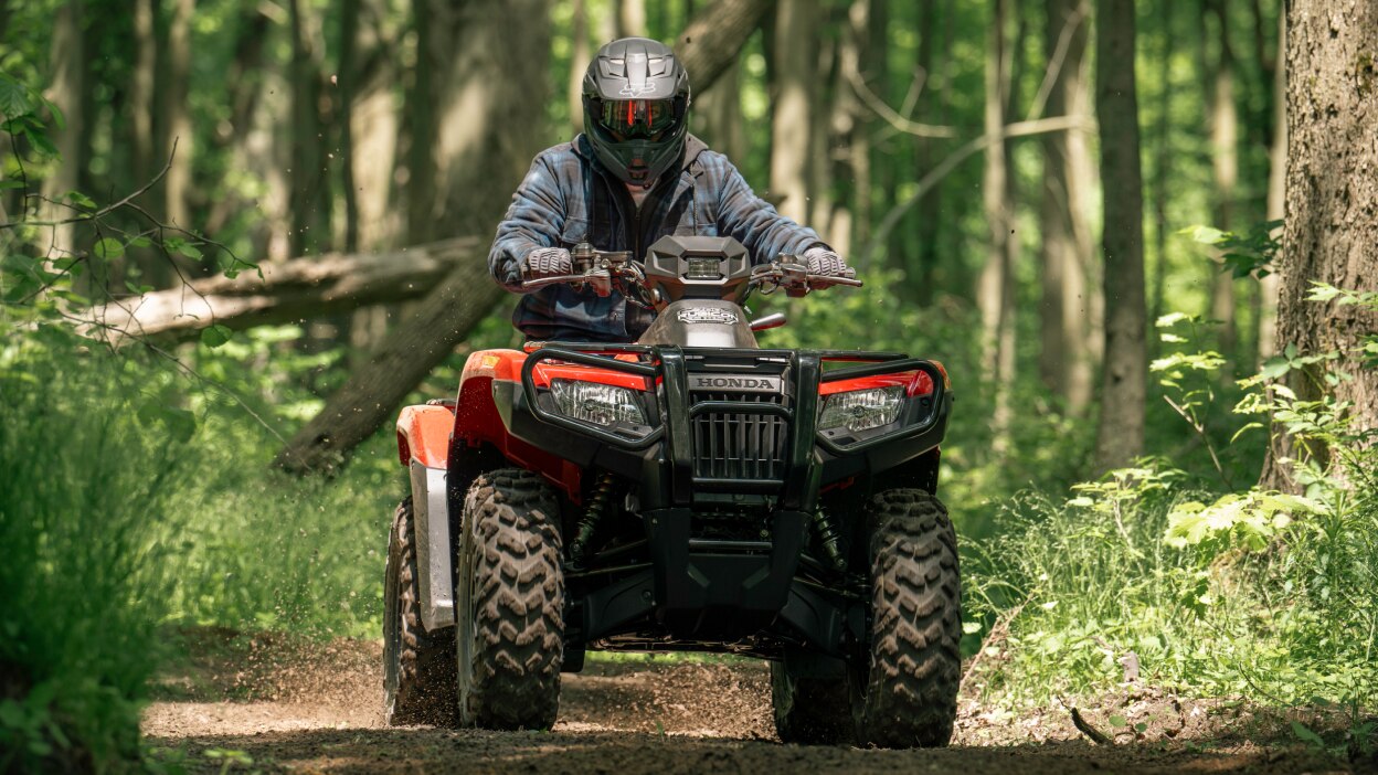 Front view of rider on Rubicon.