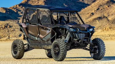 Close up rear view of Talon 2-P suspension.